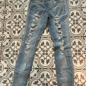 Mudd Blue Skinny Jeans with Distressed Detailing